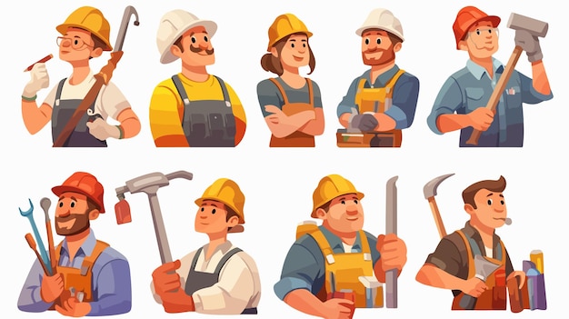 Vector dedicated worker in action professional collection of business images