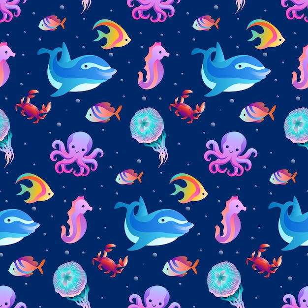 Deep Sea Vector Seamless Pattern