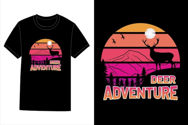 Deer Adventure T Shirt Design Retro Vintage Print