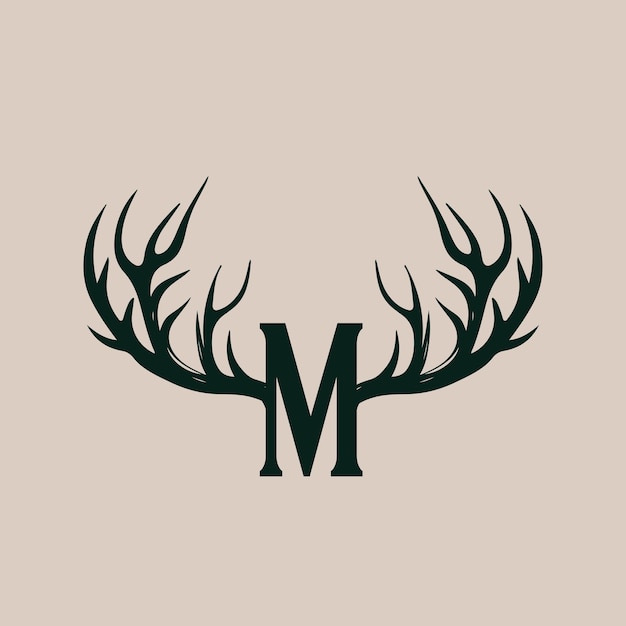 Vector deer antler letter m lettermark logo template