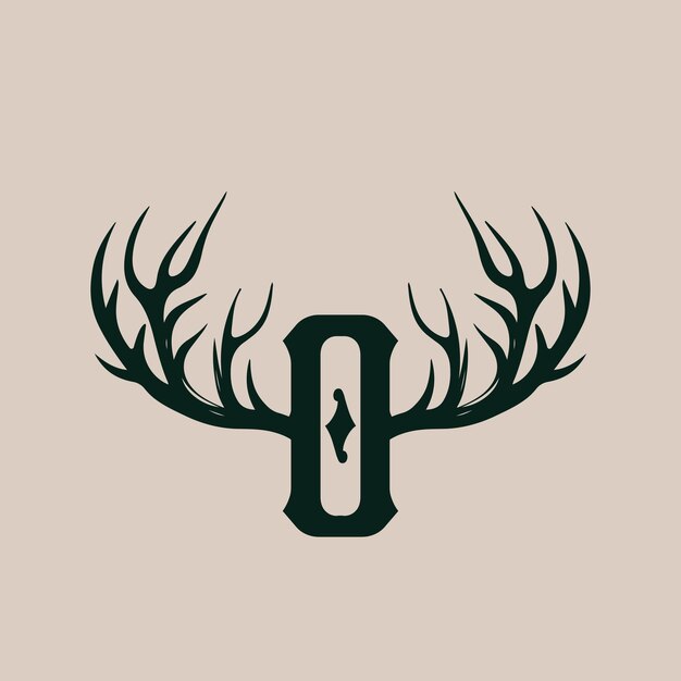 Vector deer antler letter o lettermark logo template