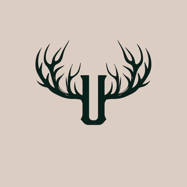 Vector deer antler letter u lettermark logo template