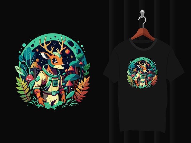 Deer Astronaut t shirt design artwork