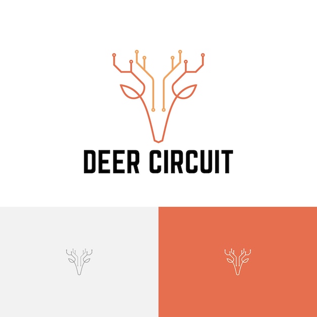 Deer Circuit Animal Electronic Computer Technology Monoline Logo