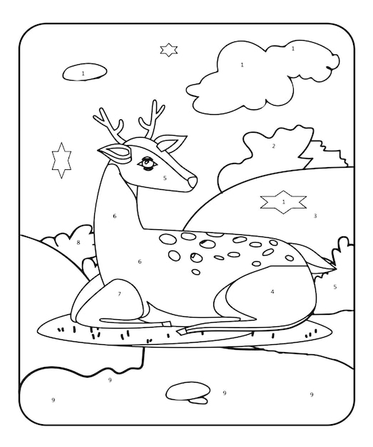 Deer coloring page for kids