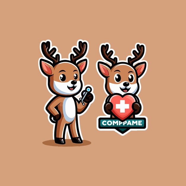 Vector deer cute art character design mascot logo cartoon