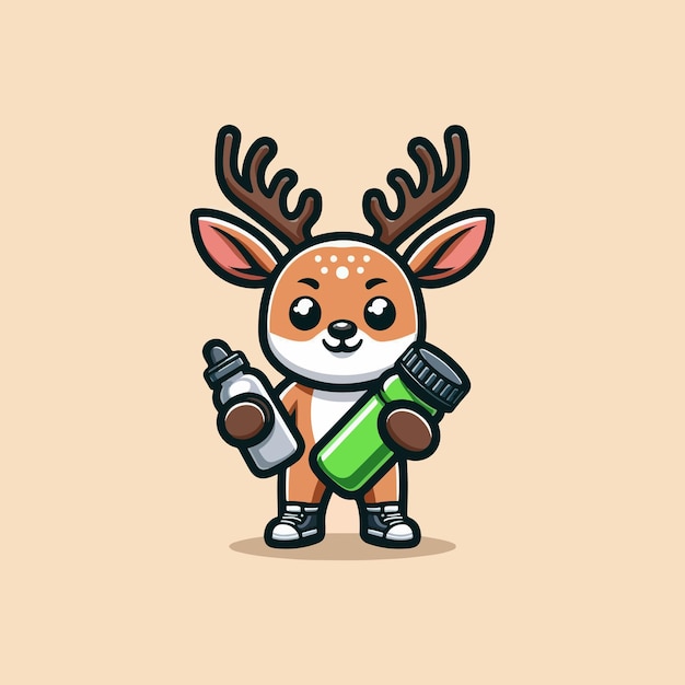 Vector deer cute art character design mascot logo cartoon