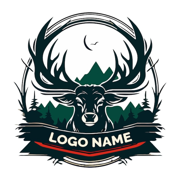 deer design logo for sport in 3 color