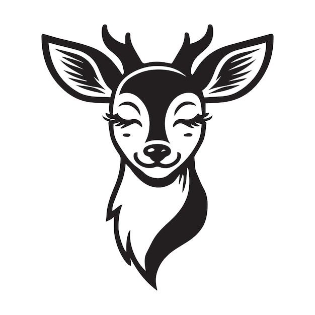 Deer Face Logo Deer Head Clipart Cervidae vector illustration in black and white