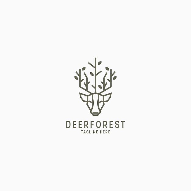 Deer Forest Logo Icon Design Template Vector Illustration