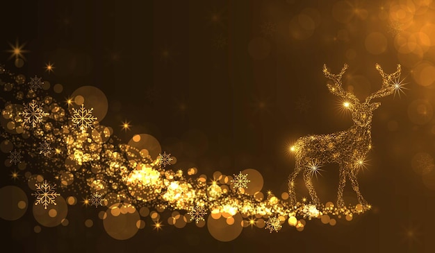 Deer gold color background and Happy new year vector illustration