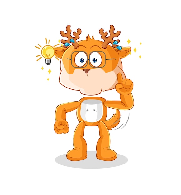 Deer got an idea cartoon mascot vector