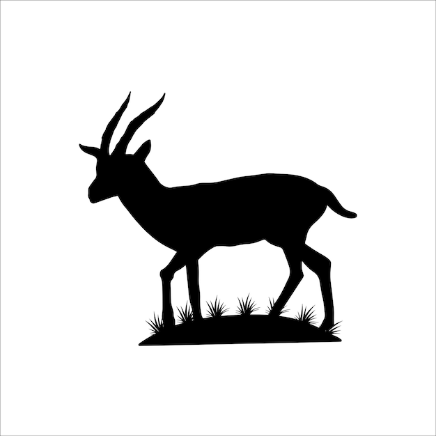 Deer on Grass Silhouette Illustrations on White Background