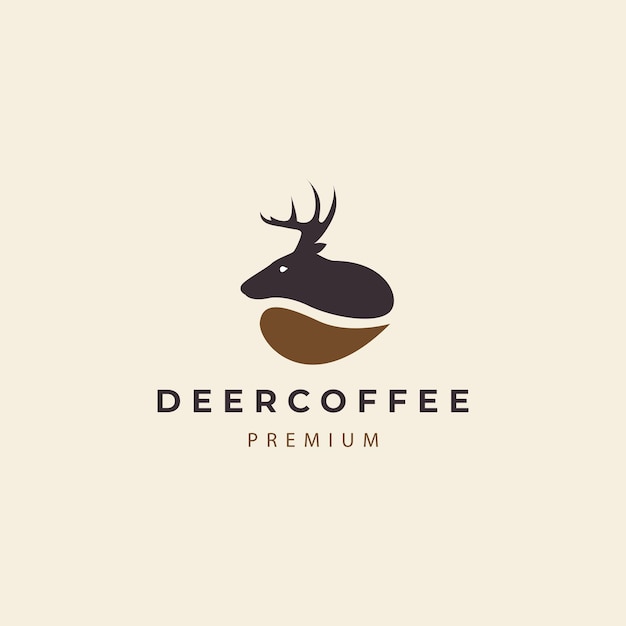 Deer head coffee coffee beans logo design vector icon illustration