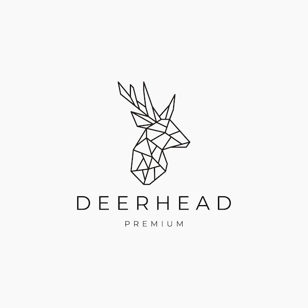 Deer head geometric polygonal logo vectro icon design template