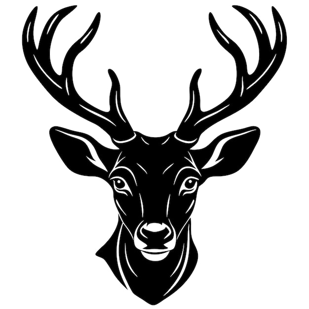 Deer head icon black silhouette vector illustration on white background