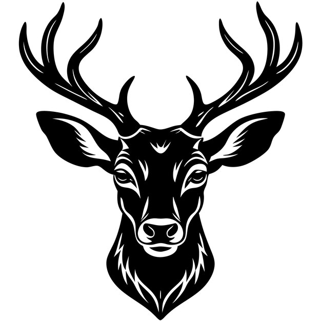 Deer head icon black silhouette vector illustration on white background