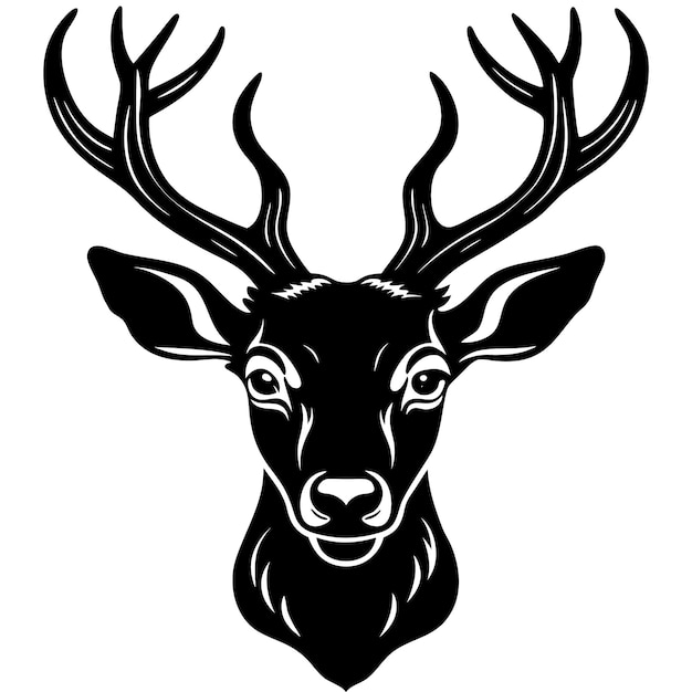 Deer head icon black silhouette vector illustration on white background