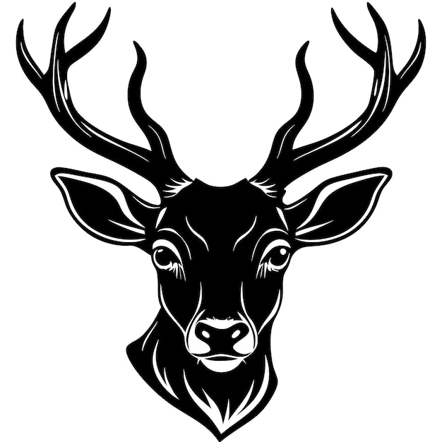 Vector deer head icon black silhouette vector illustration on white background