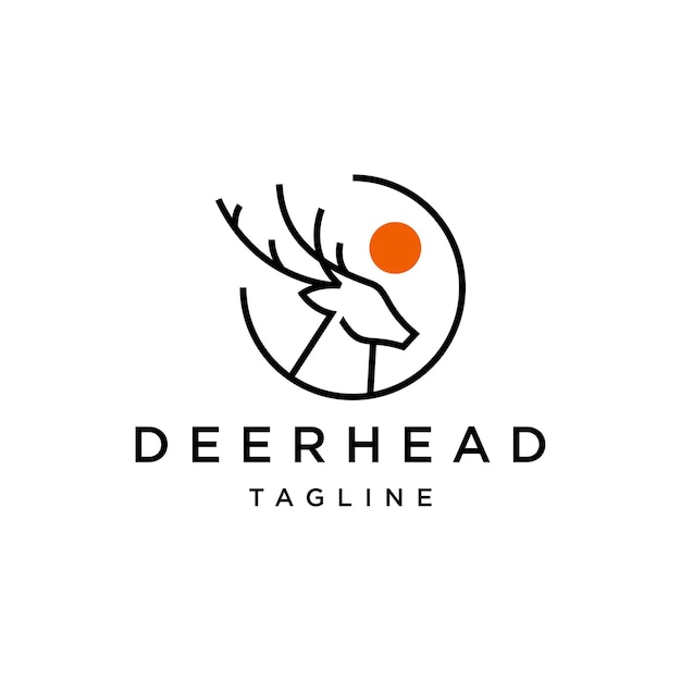 Deer head line art logo vector icon design template