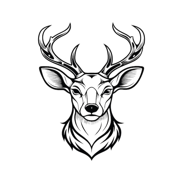 Vector deer head line art vector illustration