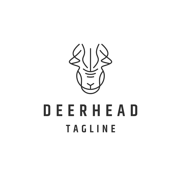 Deer head line logo design template flat vector