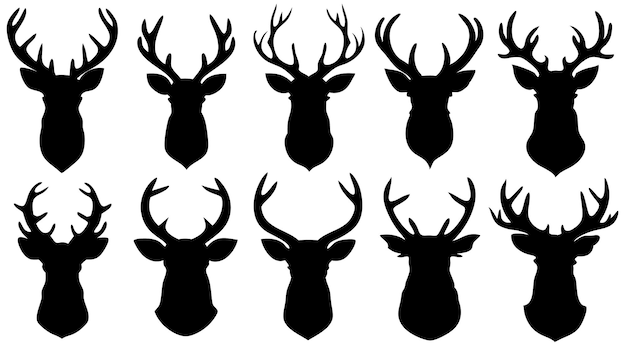 Vector deer head shilhouette clip art vector