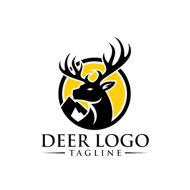 deer head silhouette deer logo deer vector illustration template