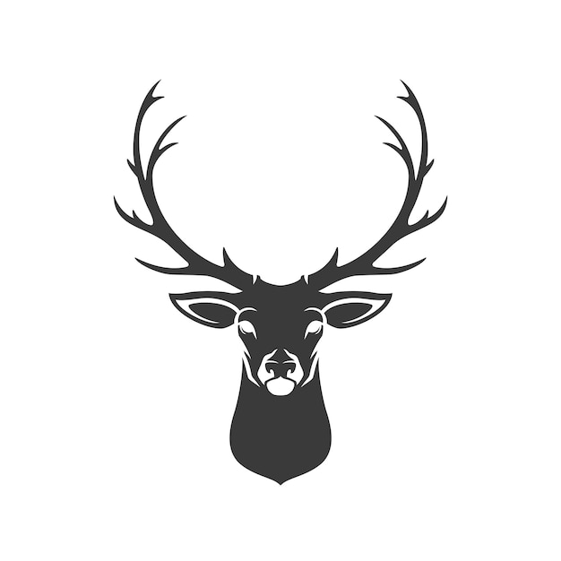 Deer head silhouette isolated on white background vector object