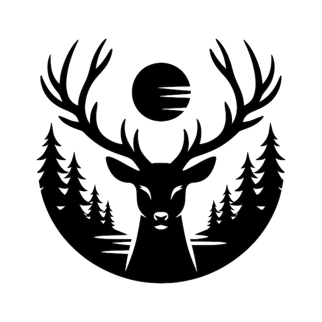 Vector deer head silhouette vector illustration flat design clear a white background