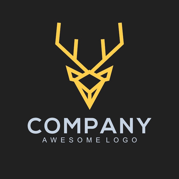 Deer head simple outline line logo luxury