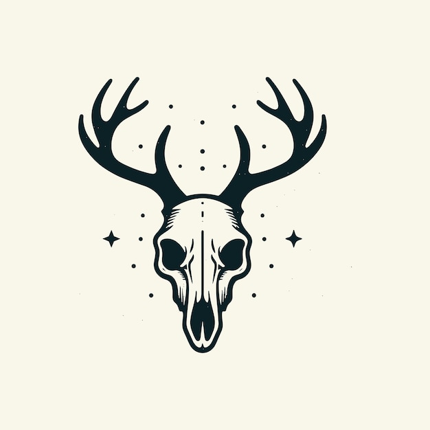 deer head skull vintage logo vector