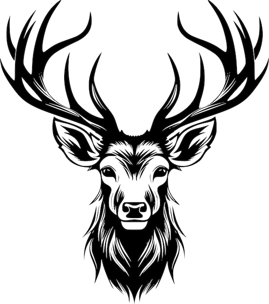 Deer head vector isolated Hunting logo Reindeer head isolated illustration Wild animal