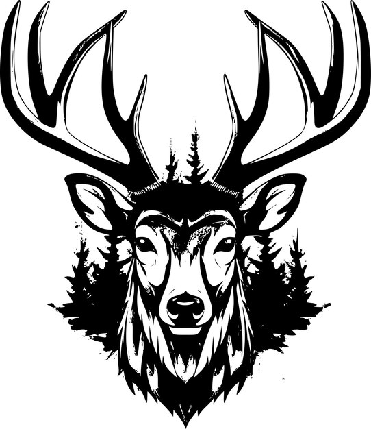 Deer head vector isolated Hunting logo Reindeer head isolated illustration Wild animal