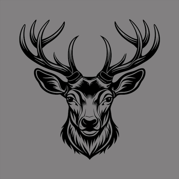 Deer head vector isolated Hunting logo Reindeer head isolated illustration