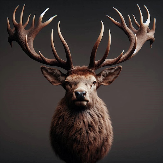 Vector a deer head with antlers and antlers