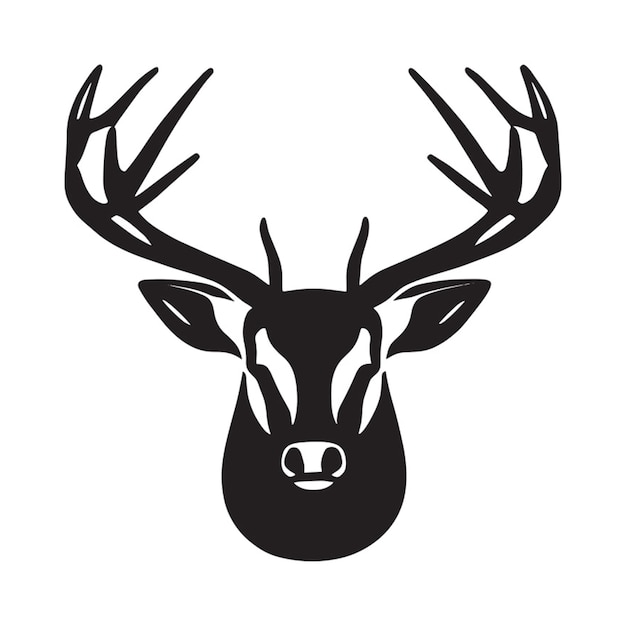 Vector a deer head with antlers that is black and white