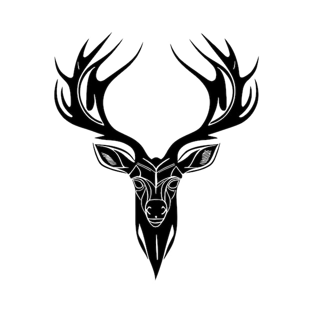 Deer head with antlers on a white background Vector illustration