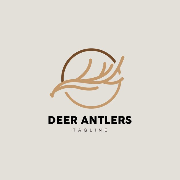 Deer Horn Logo Animal Vector Minimalist Simple Design Illustration Symbol Icon