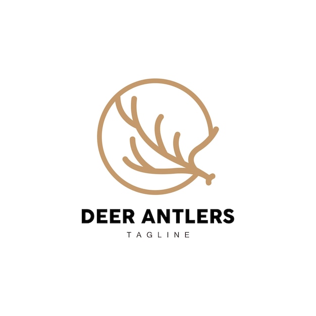 Deer Horn Logo Animal Vector Minimalist Simple Design Illustration Symbol Icon