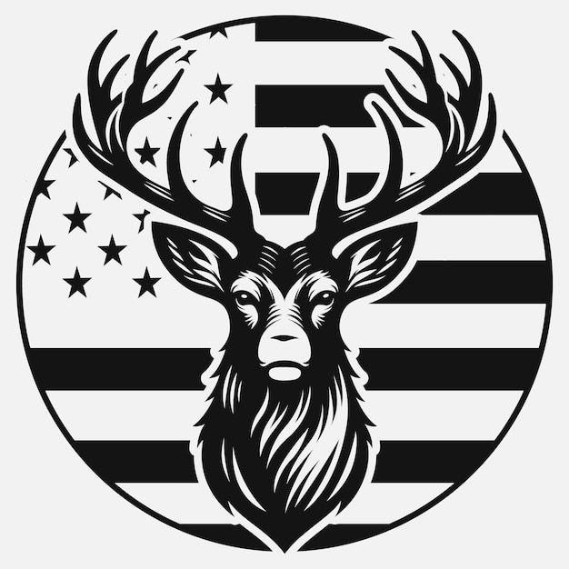 Deer Hunting American Flag Silhouette Vector FilesHunting ClipartAmerican Flag DeerDeer Hunting