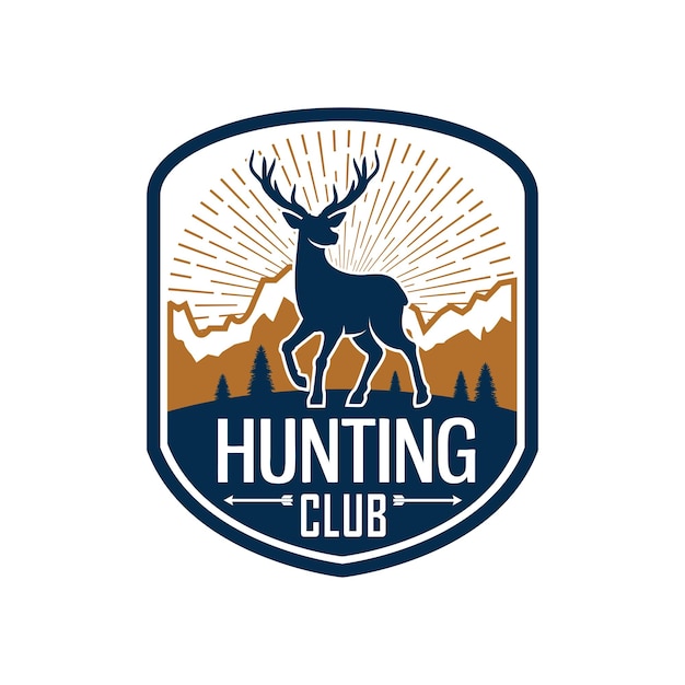 Deer hunting heraldic badge for hunt club design