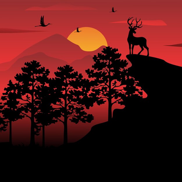 Vector deer hunting logo