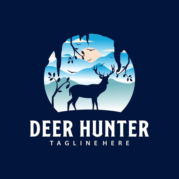 Vector deer hunting logo