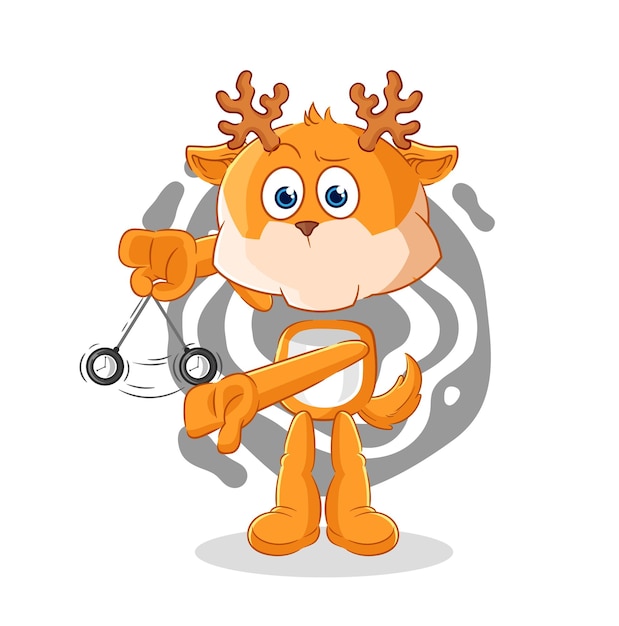 Deer hypnotizing cartoon cartoon mascot vector