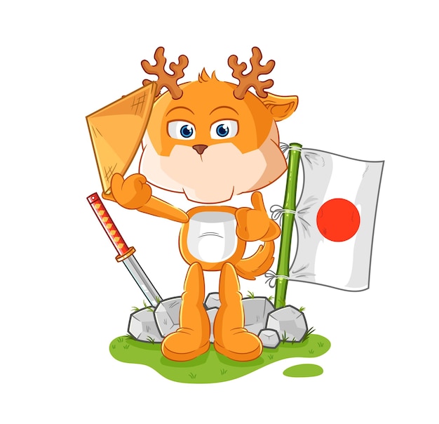 Deer japanese vector cartoon character