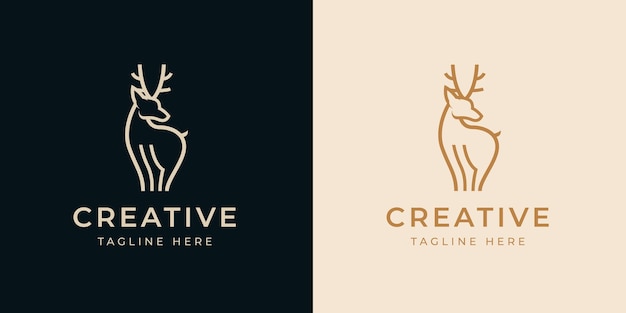 Deer Line Logo Design Template