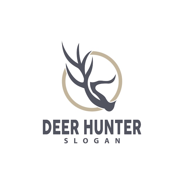 Deer Logo Deer Hunter Vector Forest Animal Design Deer Antlers Retro Vintage Symbol Design Icon