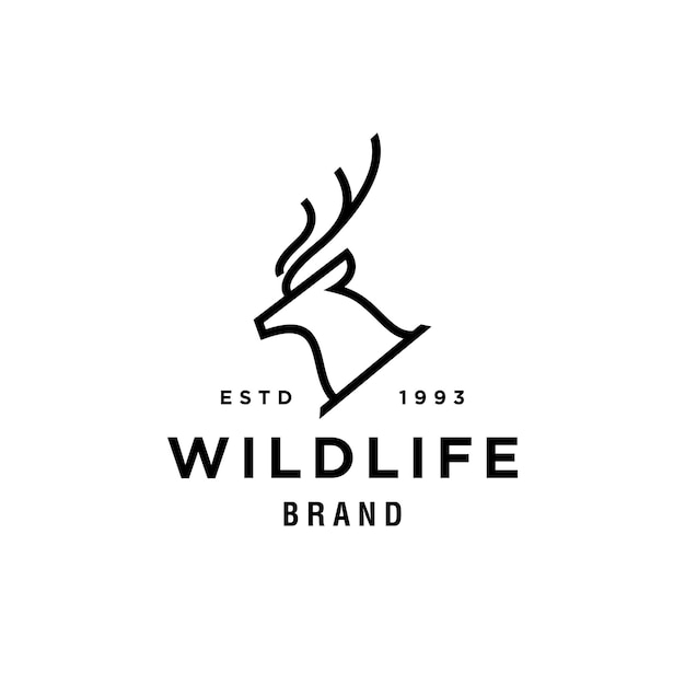 Deer logo design abstract deer head logo vector icon design in trendy line outline style artwork