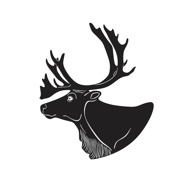 Deer logo head handmade silhouette